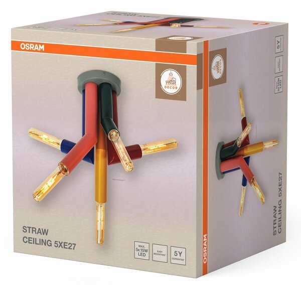 Dekorativní stropní svítidlo Straw 5xE27 vícebarevné, 294 mm