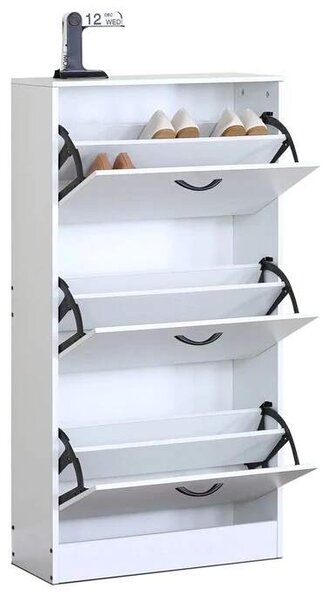Botník, 3 přihrádky, bílý, MDF, ABO-G1016 WT