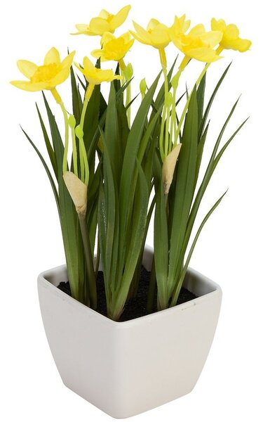 Umelá kvetina Narcisy v květináči, 23 cm