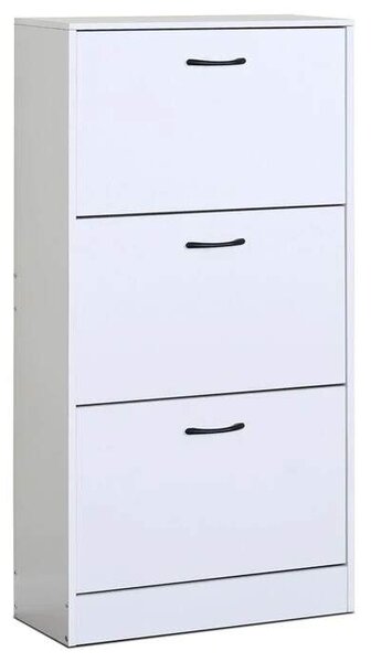 Botník, 3 přihrádky, bílý, MDF, ABO-G1016 WT