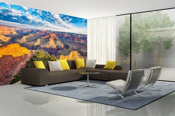 DIMEX | Vliesová fototapeta Grand Canyon MS-5-1623 | 375 x 250 cm| zelená, modrá, oranžová, šedá