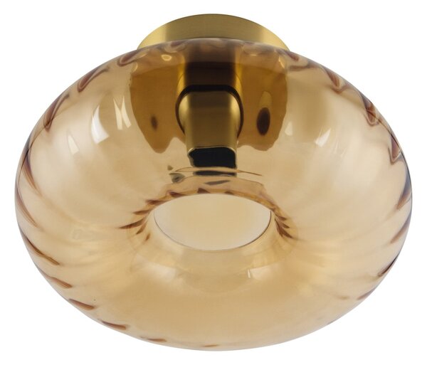 Dekorativní stropní svítidlo Gold Glass E27, zlatý kov a jantarové sklo