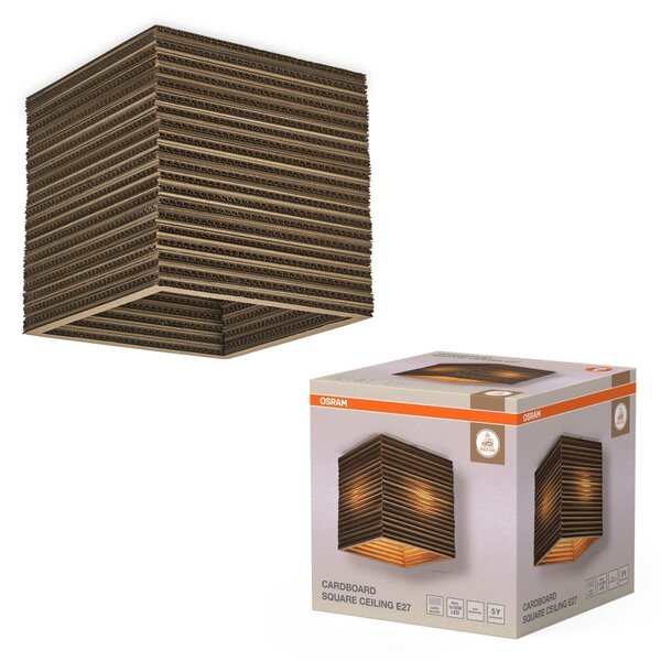 Dekorativní stropní svítidlo Cardboard Square E27 hnědé, 250 mm