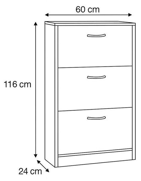 Botník, 3 přihrádky, bílý, MDF, ABO-G1016 WT