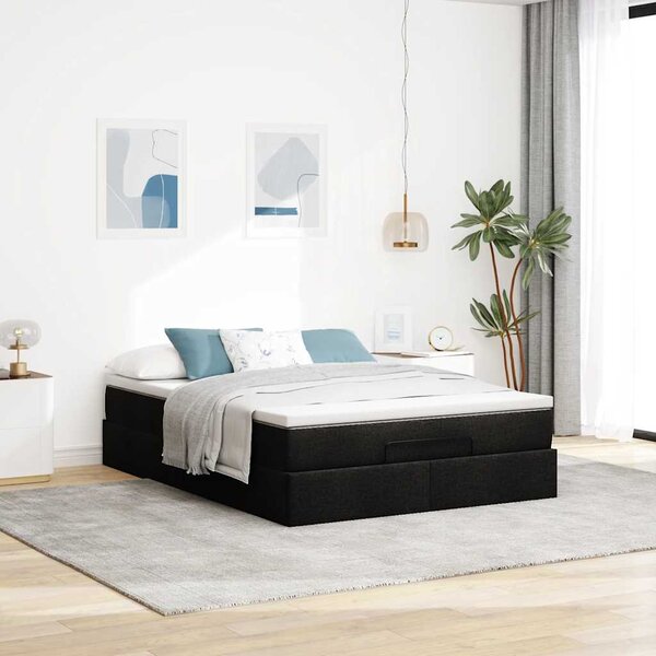 Osmanský rám postele s matrací černá 140x190cm umělá kůže 3311036