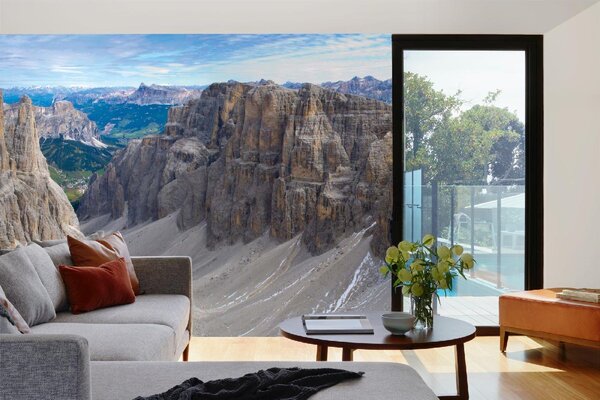 DIMEX | Vliesová fototapeta Dolomity MS-5-1633 | 375 x 250 cm| modrá, bílá, hnědá