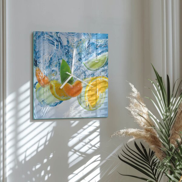 Skleněné hodiny Citrusová rostlina zskb-30x30-00086708