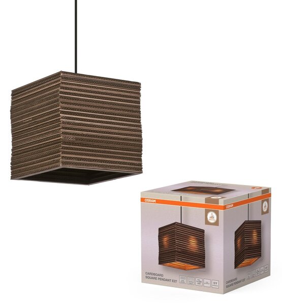 Dekorativní závěsné svítidlo Cardboard Square E27 hnědé, 250 mm