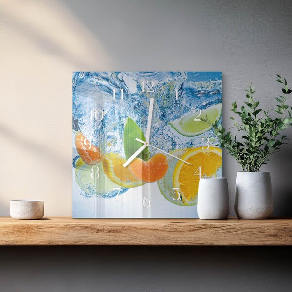 Skleněné hodiny Citrusová rostlina zskb-30x30-00086708