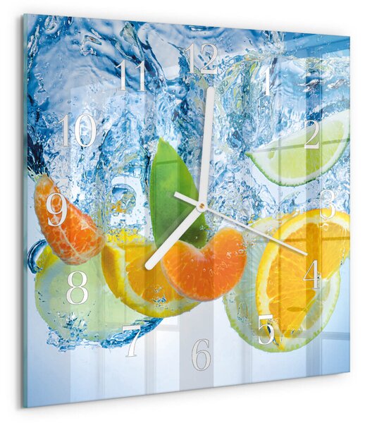 Skleněné hodiny Citrusová rostlina zskb-30x30-00086708