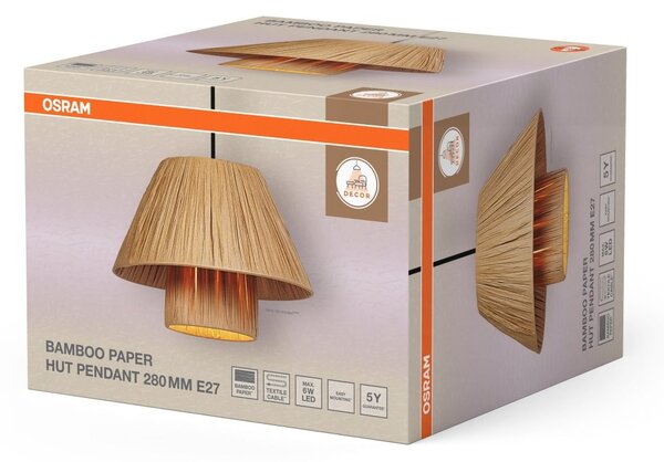 Dekorativní závěsné svítidlo Bamboo Paper Hut, 280 mm, E27, hnědé