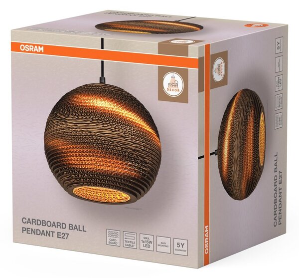 Dekorativní závěsné svítidlo Cardboard Ball, E27, hnědé