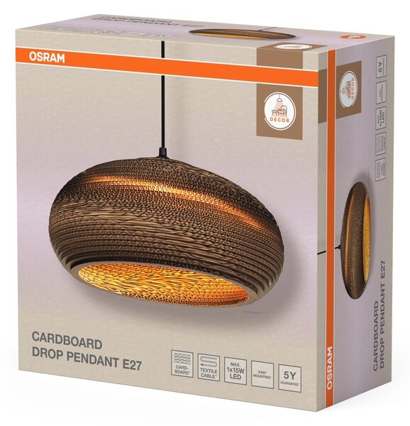 Dekorativní závěsné svítidlo Cardboard Kapka E27 hnědé