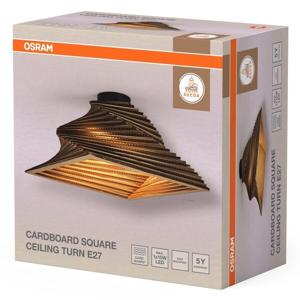 Dekorativní závěsné svítidlo Cardboard Square Turn E27 hnědé, 400 mm