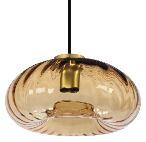 Dekorativní závěsné svítidlo Gold Glass E27, zlatý kov s jantarovým sklem