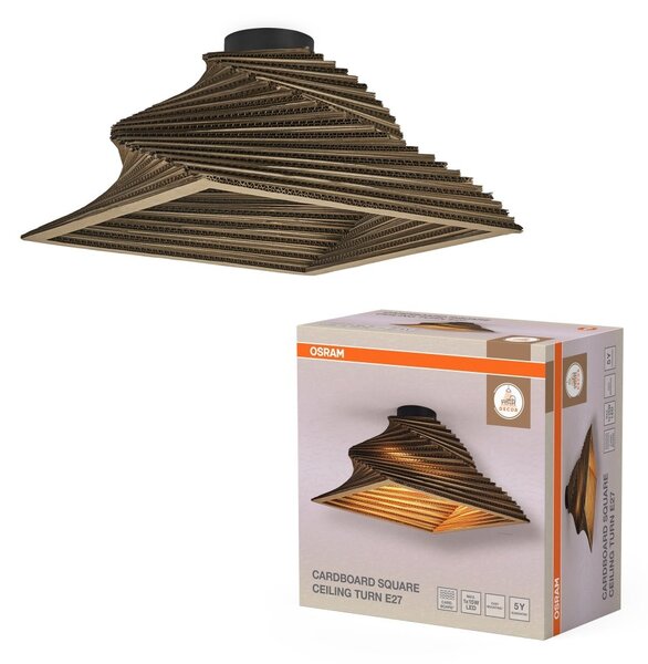 Dekorativní závěsné svítidlo Cardboard Square Turn E27 hnědé, 400 mm