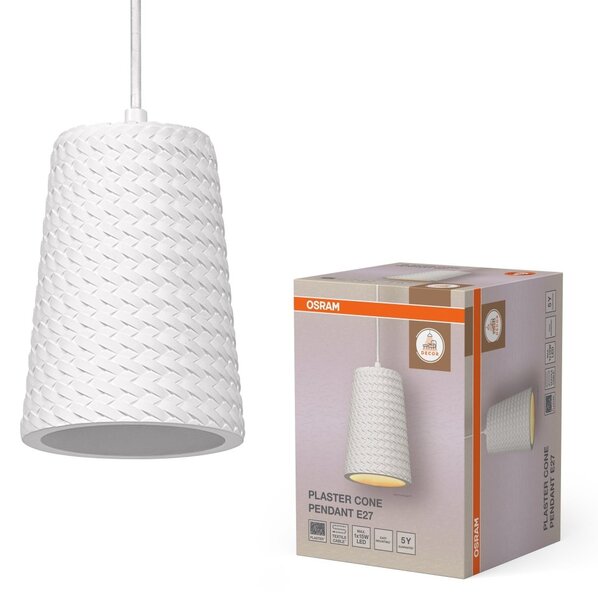 Dekorativní závěsné svítidlo Plaster Cone E27 Bílá