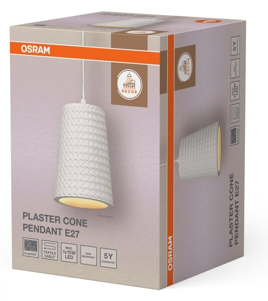 Dekorativní závěsné svítidlo Plaster Cone E27 Bílá