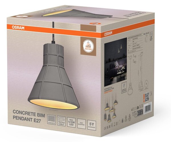 Dekorativní závěsné svítidlo Concrete Bim E27 tmavě šedé