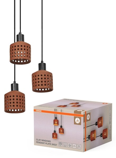 Dekorativní závěsné svítidlo Clay Windows PL 3xE27 hnědé