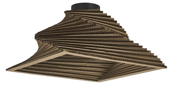 Dekorativní závěsné svítidlo Cardboard Square Turn E27 hnědé, 400 mm