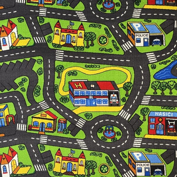 Vopi, POŠKOZENÝ: 300x220 cm Dětský kusový koberec City life - neúčtujeme odřezky z role - obšitý ze všech stran, na míru, šíře, vícebarevná, filc, dětský pokoj