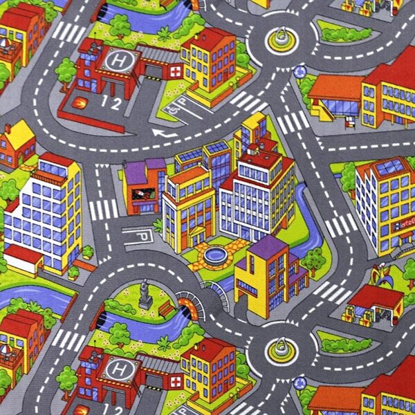 Associated Weavers, Dětský metrážový koberec Big City 97, na míru, šíře 4m, vícebarevná, filc, dětský pokoj