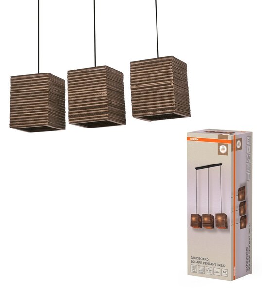 Dekorativní závěsné svítidlo Cardboard Square, 3xE27, hnědé