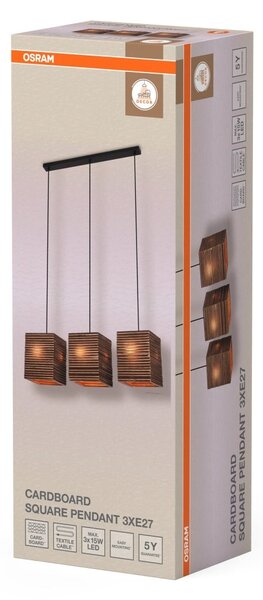 Dekorativní závěsné svítidlo Cardboard Square, 3xE27, hnědé