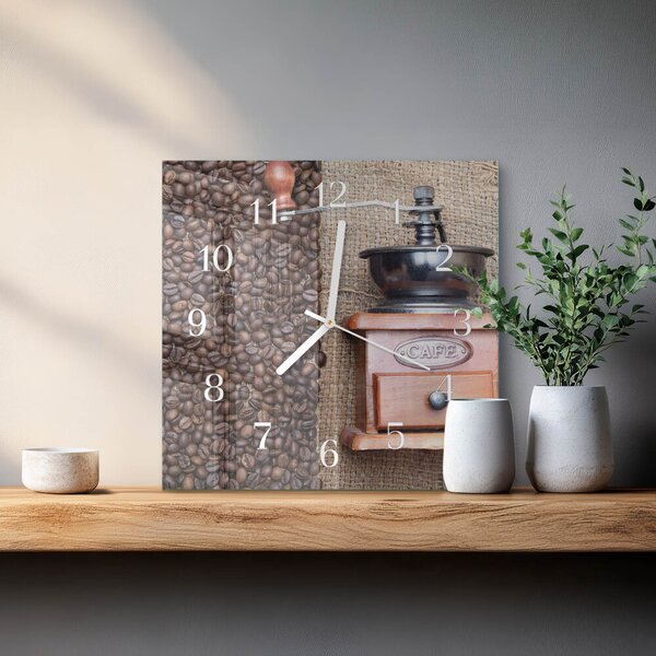 Skleněné hodiny Mlýnek na kávu zskb-30x30-00086140