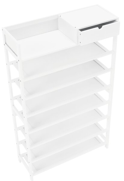 KONDELA Botník, 7-řadový, bambus / bílá, KATLEY