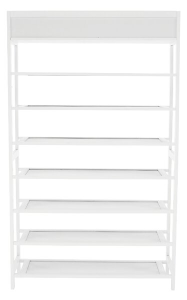 KONDELA Botník, 7-řadový, bambus / bílá, KATLEY