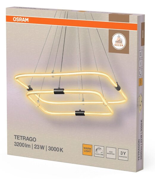 Dekorativní závěsné svítidlo Tetragon 23W Teplá bílá, 567 mm