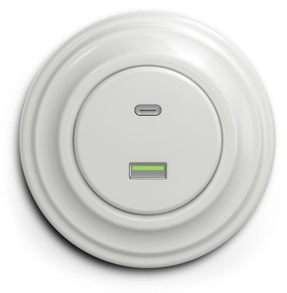 Kliklap - Retro USB zásuvka A+C s rámečkem keramická bílá