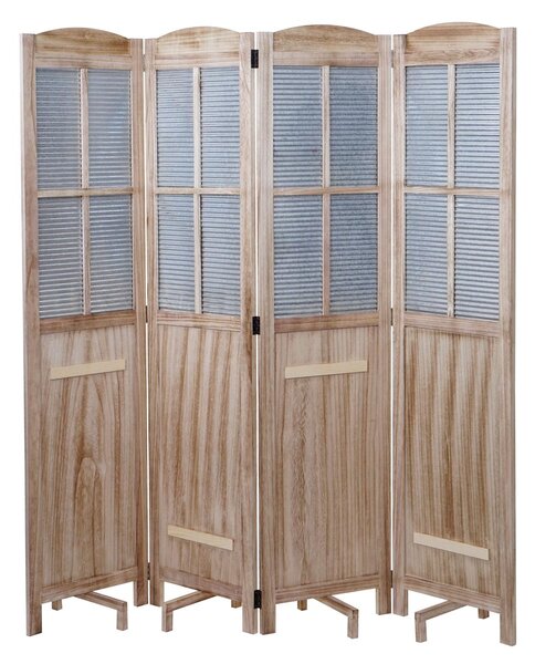 Paraván D26 s květináči dřevo / plech - 170 x 161 cm - Hnědá