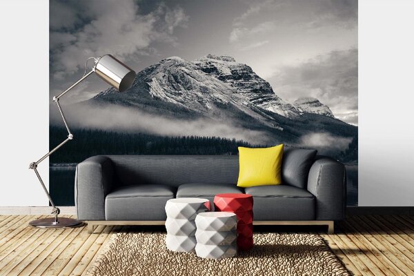 DIMEX | Vliesová fototapeta Zasněžené hory MS-5-1656 | 375 x 250 cm| bílá, černá