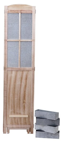Paraván D26 s květináči dřevo / plech - 170 x 161 cm - Hnědá