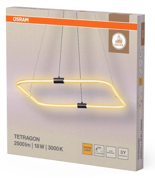 Dekorativní závěsné svítidlo Tetragon 18W Teplá bílá, 567 mm