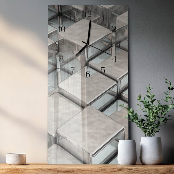 Skleněné hodiny vertikální Kostky zsppc-30x60-00175380