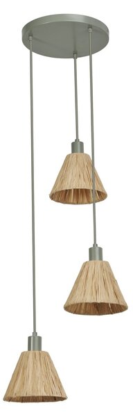 Dekorativní závěsné svítidlo Raffia Plate 3XE27, Zelená