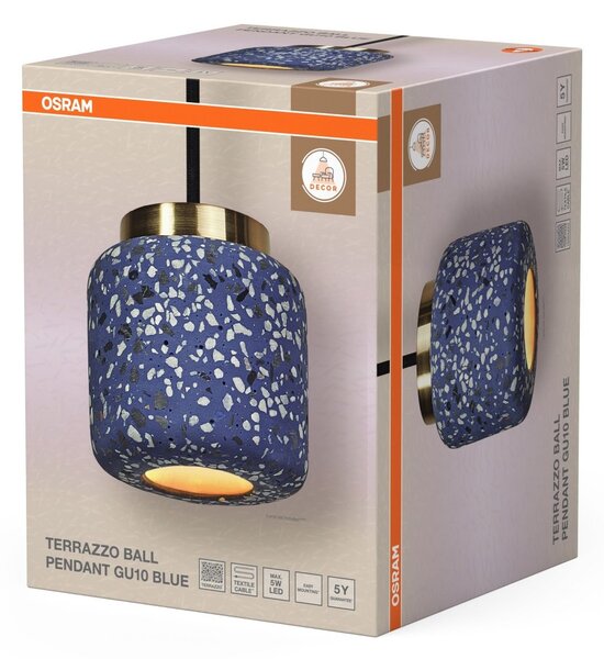 Dekorativní závěsné svítidlo Terrazzo Ball 1xGU10 modré
