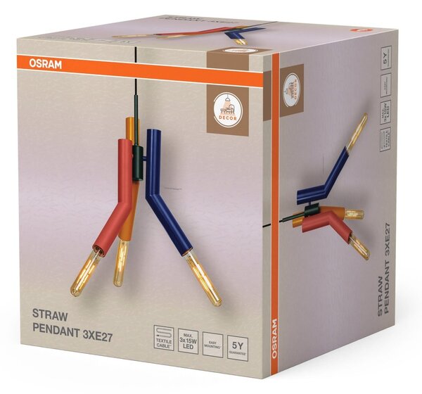 Dekorativní závěsné svítidlo Straw, 3×E27, vícebarevné