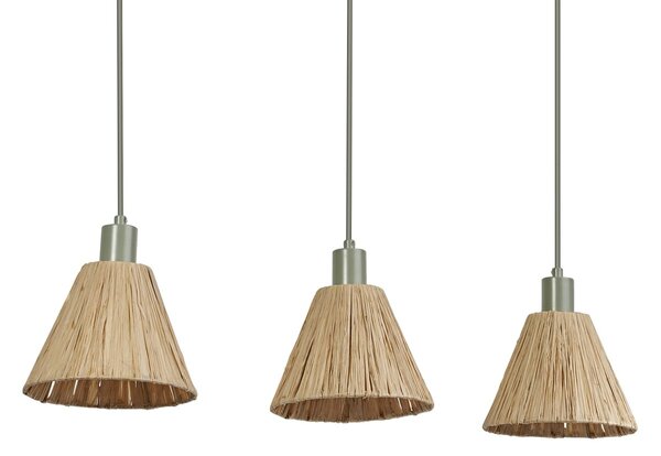 Dekorativní závěsné svítidlo Raffia Linear 3XE27, Zelená
