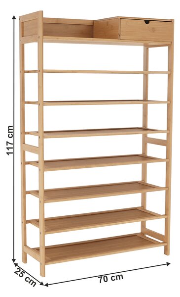 KONDELA Botník, 7-řadový, bambus, KATLEY