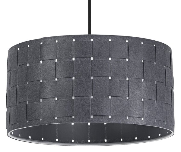 Dekorativní závěsné svítidlo z plsti s tkaným designem, Ø380 mm, E27, tmavě šedé