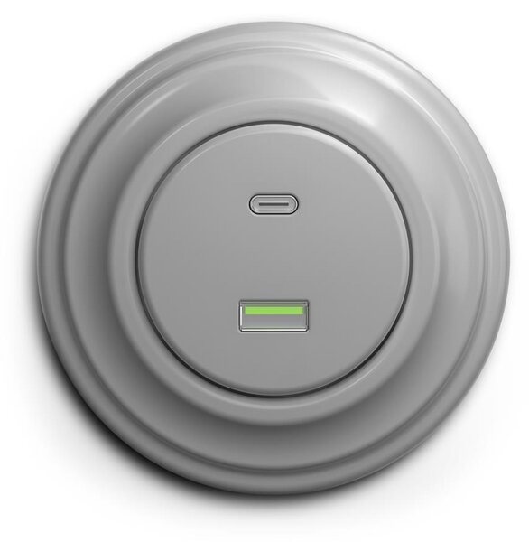 Kliklap - Retro USB zásuvka A+C s rámečkem šedá