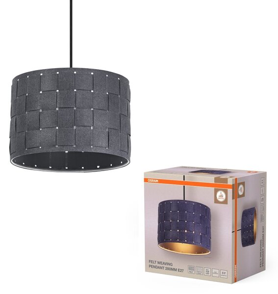 Dekorativní závěsné svítidlo z plsti s tkaným designem, Ø280 mm, E27, tmavě šedé