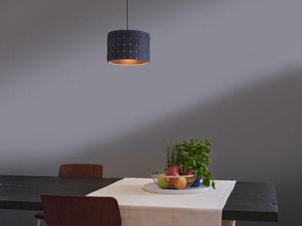 Dekorativní závěsné svítidlo z plsti s tkaným designem, Ø280 mm, E27, tmavě šedé