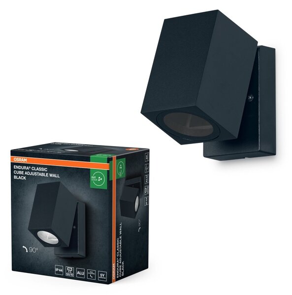 Nastavitelné venkovní nástěnné svítidlo Endura Classic Cube, černé, GU10