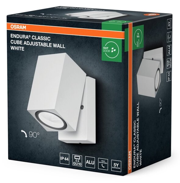 Nastavitelné venkovní nástěnné svítidlo Endura Classic Cube, Bílá, GU10